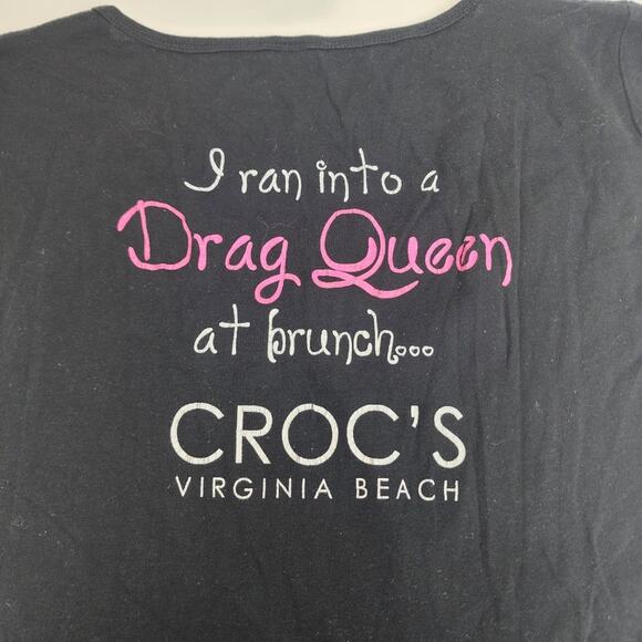 Drag Queen Brunch at CROC'S Virginia Beach Black Dual Sided T-Shirt Women Size S - Picture 4 of 4